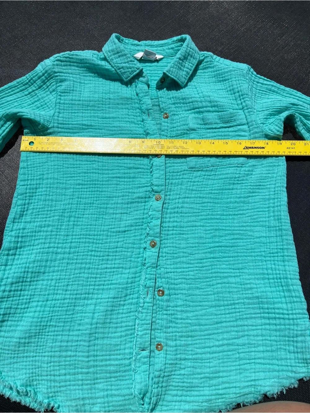 Natural Reflections turquoise Gauze Shirt 100 percent cotton Boho Beachy Country